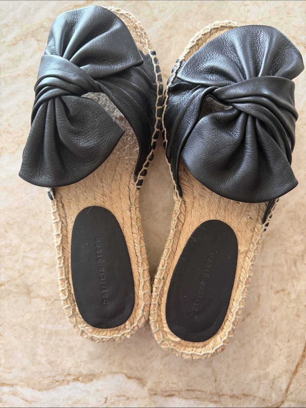 Patricia Green Black Knotted Espadrille Mules